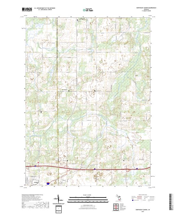 Northeast Albion, MI — USGS 7.5-minute topo (2023)