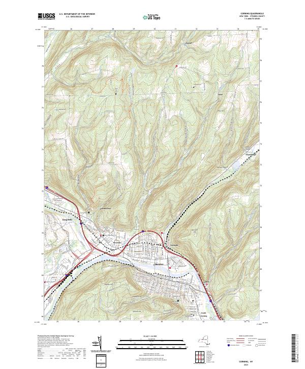 Corning, NY — USGS 7.5-minute topo (2023)