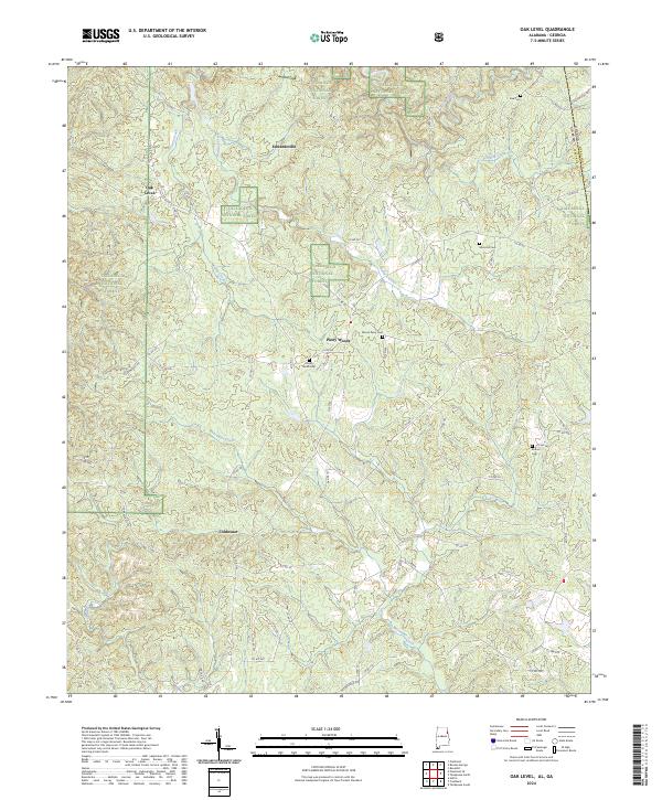Oak Level, AL-GA — USGS 7.5-minute topo (2024)