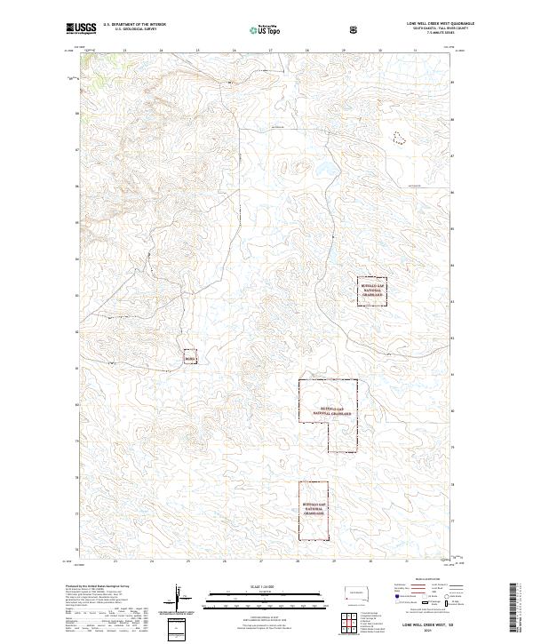 Lone Well Creek West, SD — USGS 7.5-minute topo (2021)