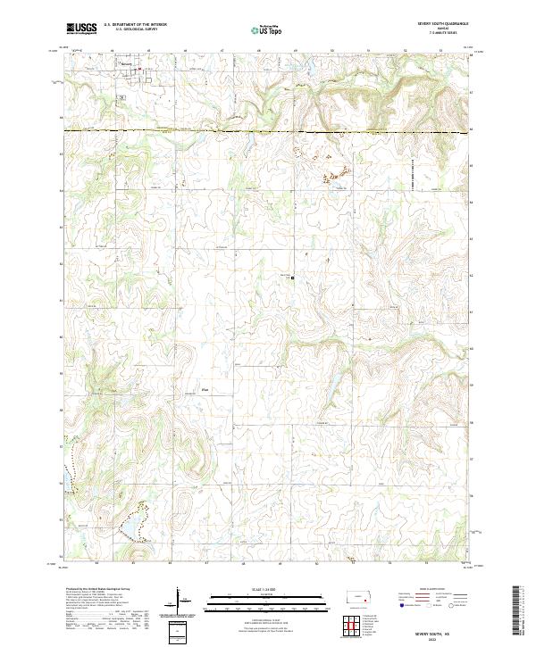 Severy South, KS — USGS 7.5-minute topo (2022)