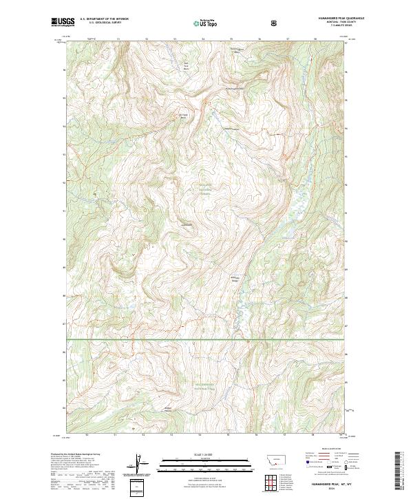 Hummingbird Peak, MT-WY — USGS 7.5-minute topo (2024)