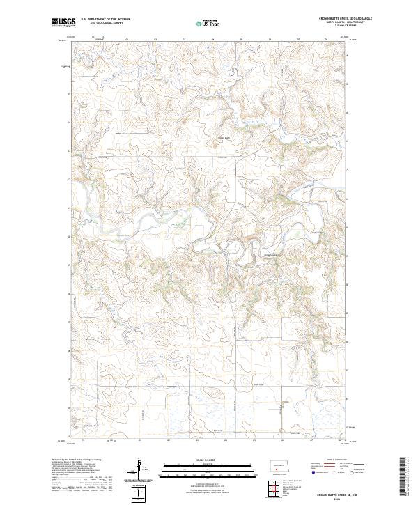 Crown Butte Creek SE, ND — USGS 7.5-minute topo (2024)