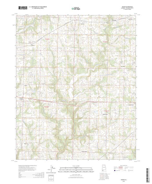 Simcoe, AL — USGS 7.5-minute topo (2026)