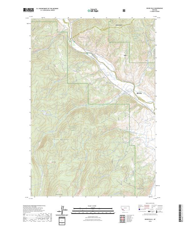 Dickie Hills, MT — USGS 7.5-minute topo (2024)