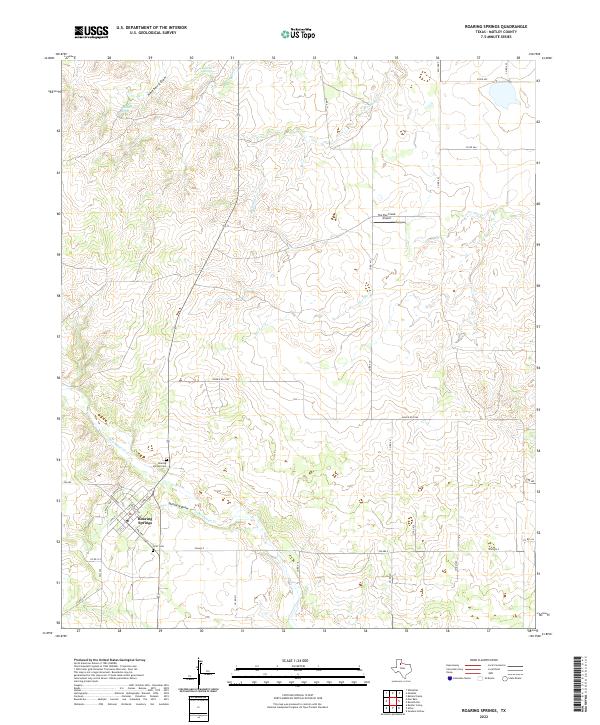 Roaring Springs, TX — USGS 7.5-minute topo (2022)