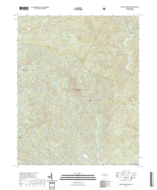 Chestnut Mountain, NC — USGS 7.5-minute topo (2022)