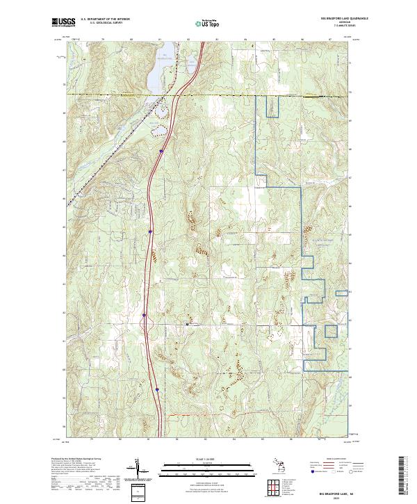 Big Bradford Lake, MI — USGS 7.5-minute topo (2023)