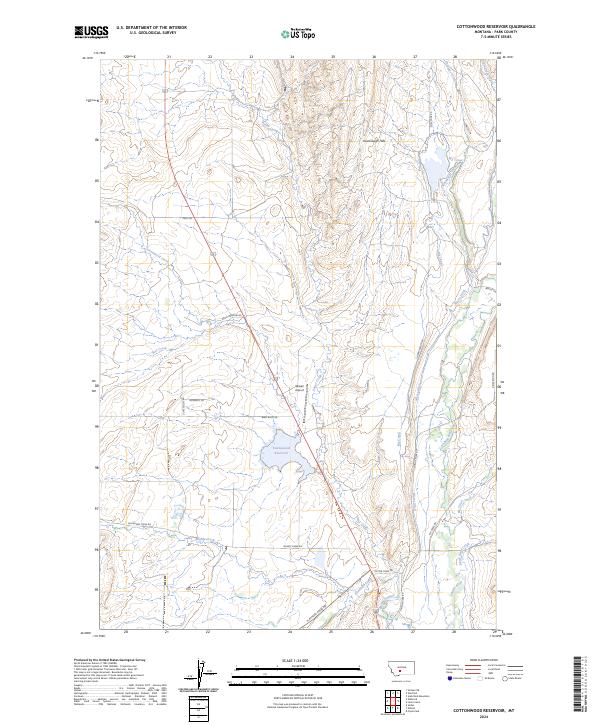 Cottonwood Reservoir, MT — USGS 7.5-minute topo (2024)