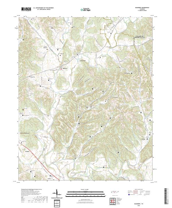 Mulberry, TN — USGS 7.5-minute topo (2022)