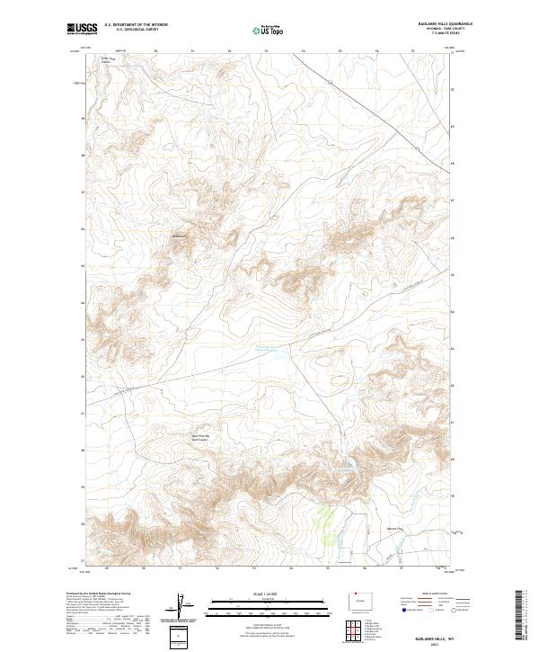 Badlands Hills, WY — USGS 7.5-minute topo (2021)