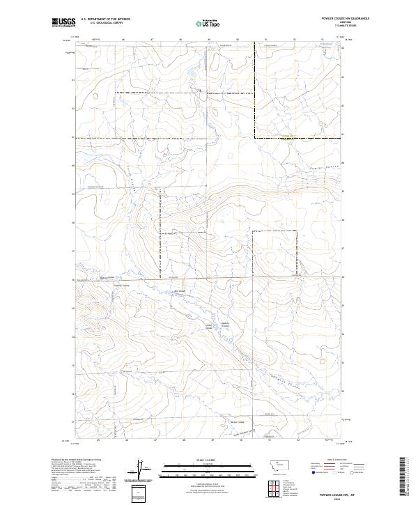 Fowler Coulee NW, MT — USGS 7.5-minute topo (2024)