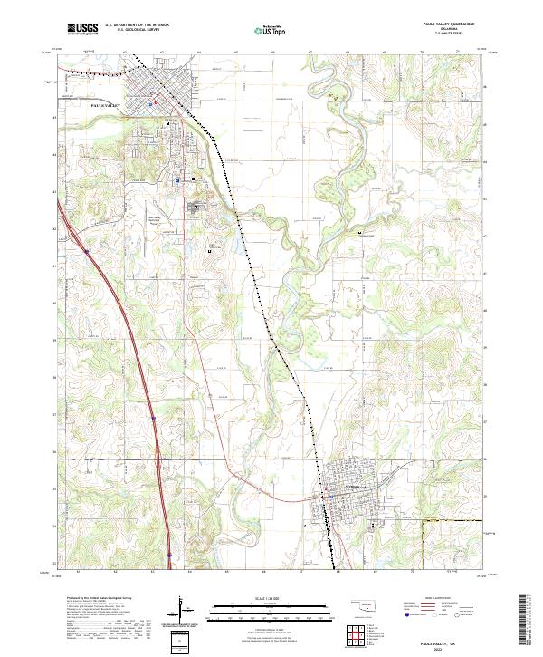 Pauls Valley, OK — USGS 7.5-minute topo (2022)