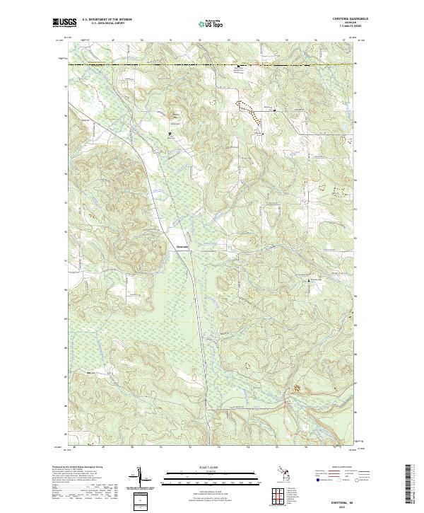 Chestonia, MI — USGS 7.5-minute topo (2023)