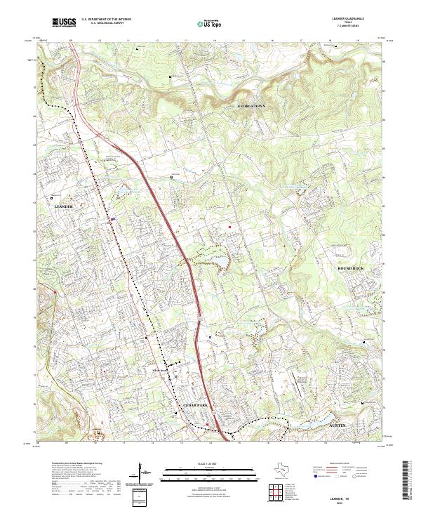 Leander, TX — USGS 7.5-minute topo (2022)
