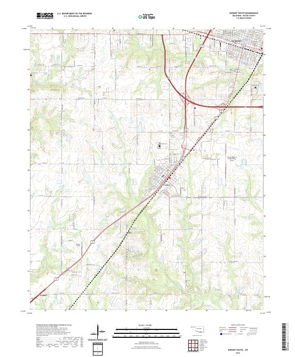 Durant South, OK — USGS 7.5-minute topo (2022)