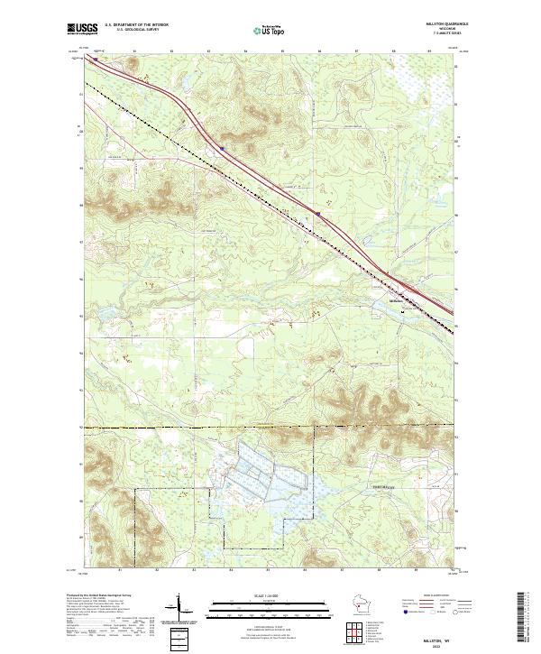 Millston, WI — USGS 7.5-minute topo (2022)
