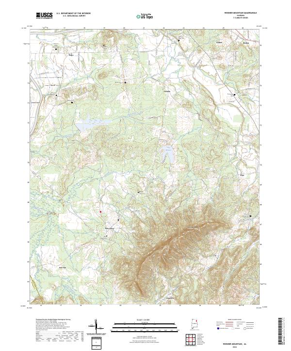 Weisner Mountain, AL — USGS 7.5-minute topo (2024)