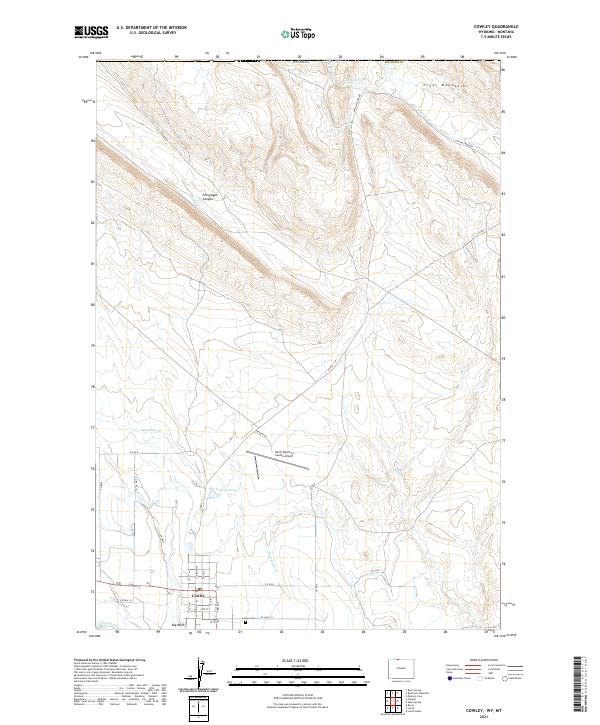 Cowley, WY-MT — USGS 7.5-minute topo (2021)