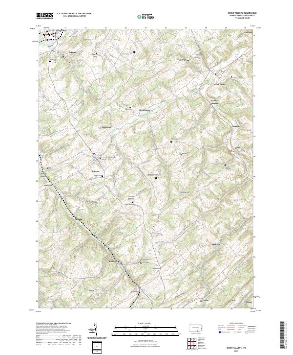Seven Valleys, PA — USGS 7.5-minute topo (2023)