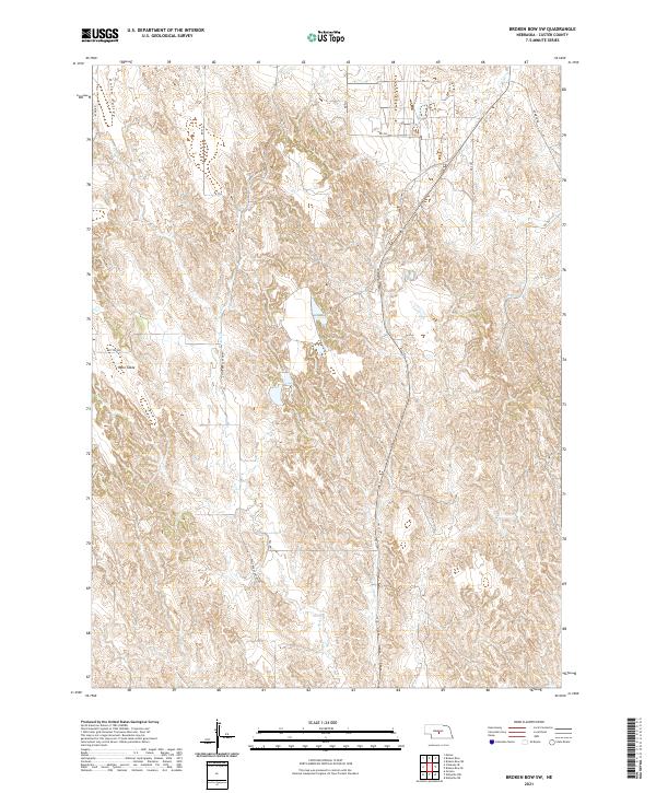 Broken Bow SW, NE — USGS 7.5-minute topo (2021)