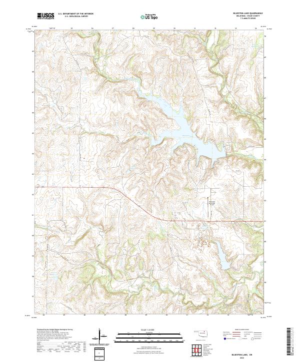 Bluestem Lake, OK — USGS 7.5-minute topo (2022)
