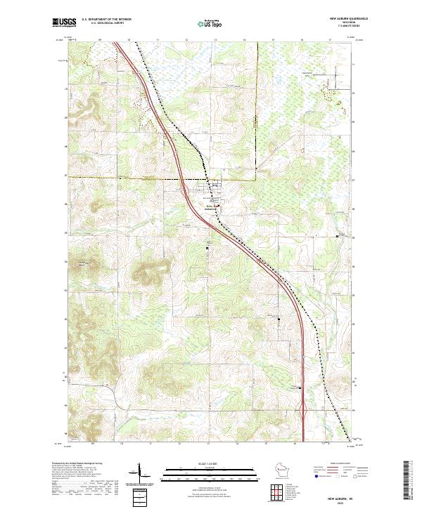 New Auburn, WI — USGS 7.5-minute topo (2022)