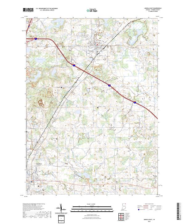 Angola East, IN — USGS 7.5-minute topo (2022)