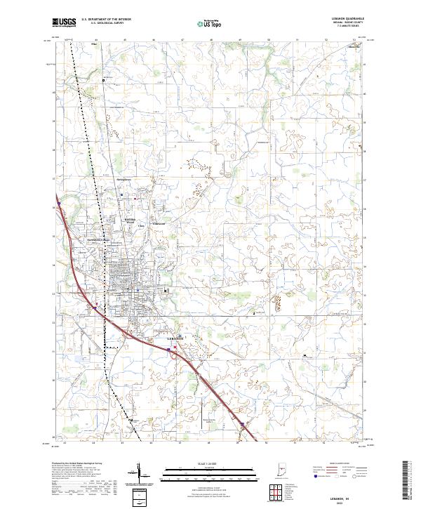Lebanon, IN — USGS 7.5-minute topo (2022)