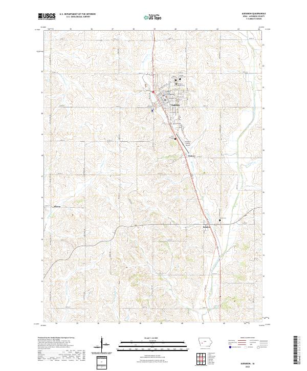 Audubon, IA — USGS 7.5-minute topo (2022)
