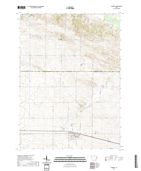 Clarence, IA — USGS 7.5-minute topo (2022)