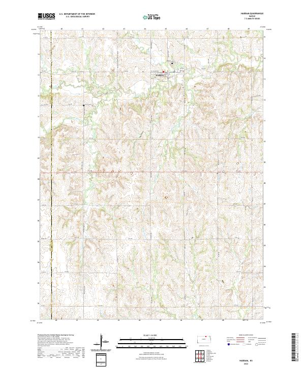 Haddam, KS — USGS 7.5-minute topo (2022)