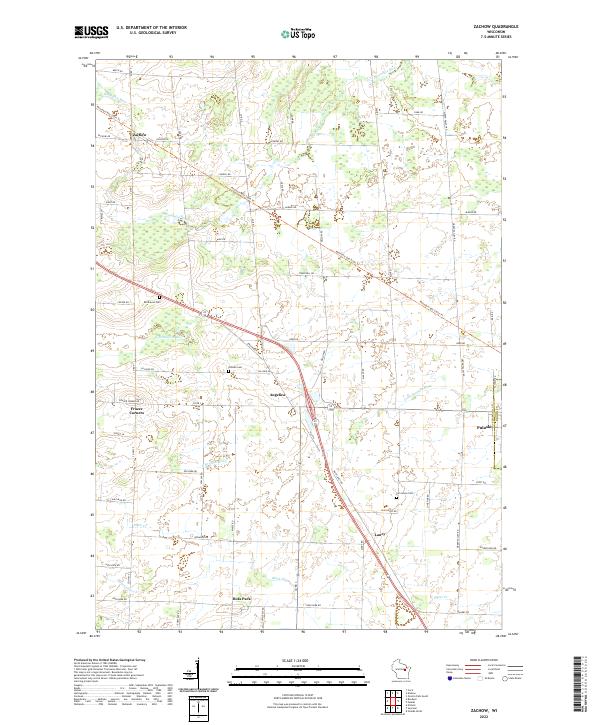 Zachow, WI — USGS 7.5-minute topo (2022)