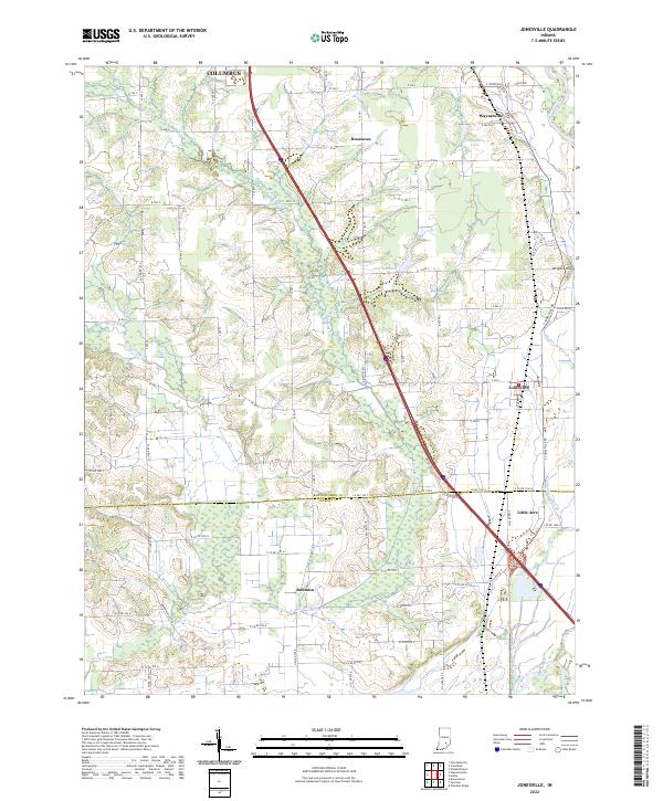 Jonesville, IN — USGS 7.5-minute topo (2022)