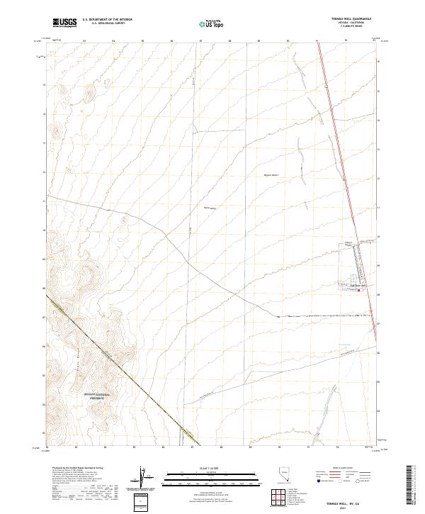 Tenmile Well, NV-CA — USGS 7.5-minute topo (2021)