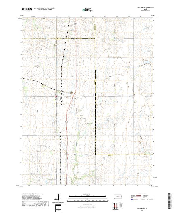 Lost Springs, KS — USGS 7.5-minute topo (2022)