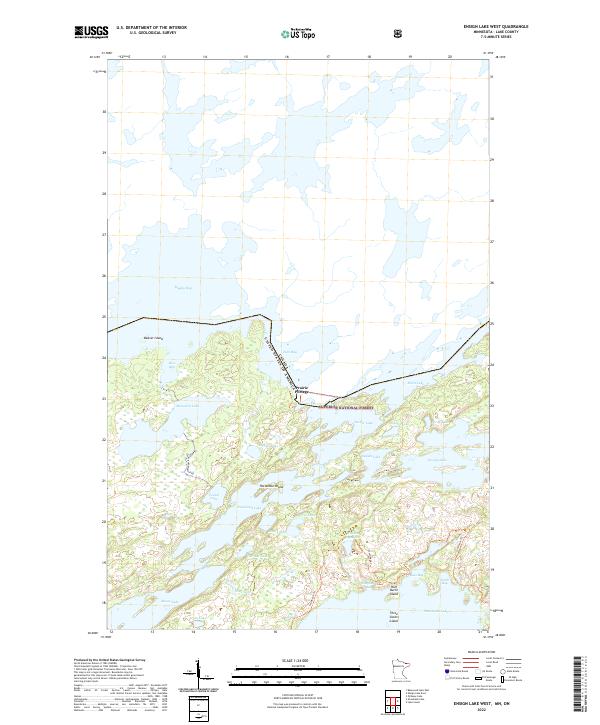 Ensign Lake West, MN-ON — USGS 7.5-minute topo (2022)