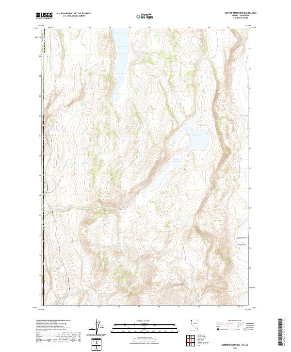 Carter Reservoir, NV-CA — USGS 7.5-minute topo (2021)