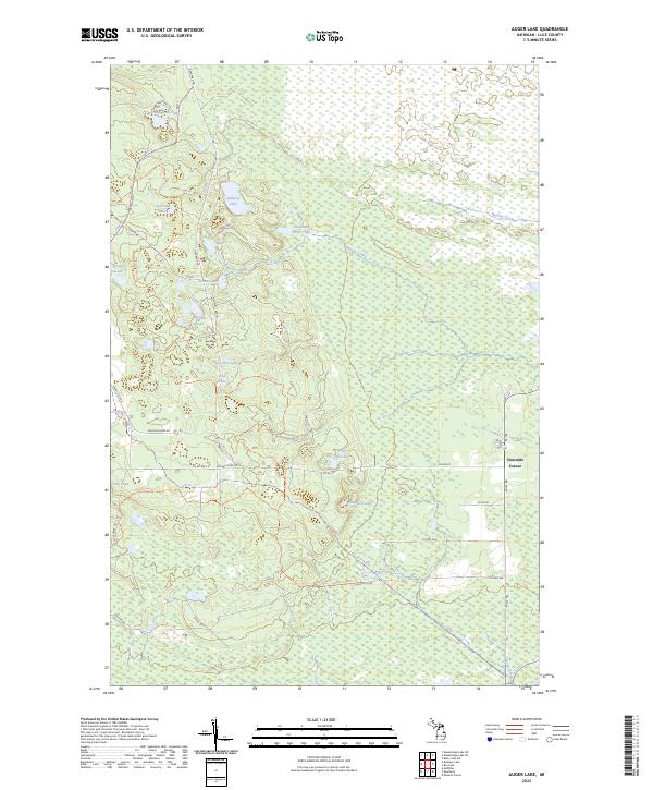 Auger Lake, MI — USGS 7.5-minute topo (2023)