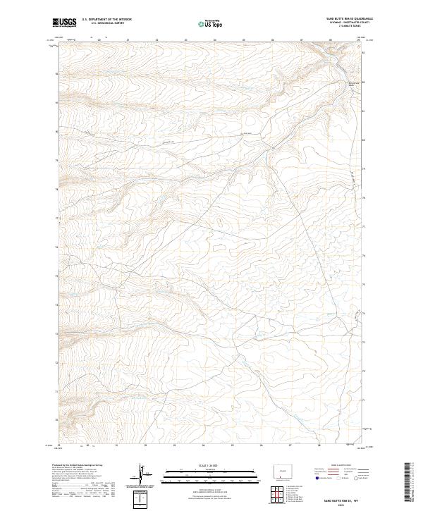 Sand Butte Rim SE, WY — USGS 7.5-minute topo (2021)