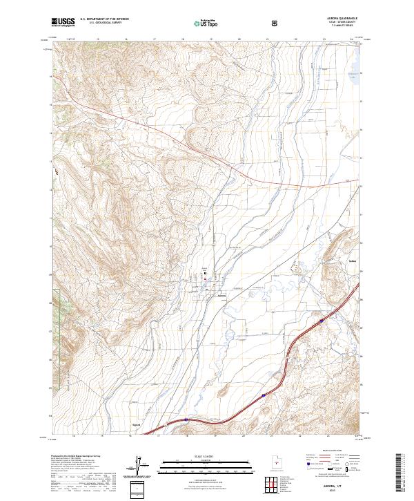 Aurora, UT — USGS 7.5-minute topo (2023)