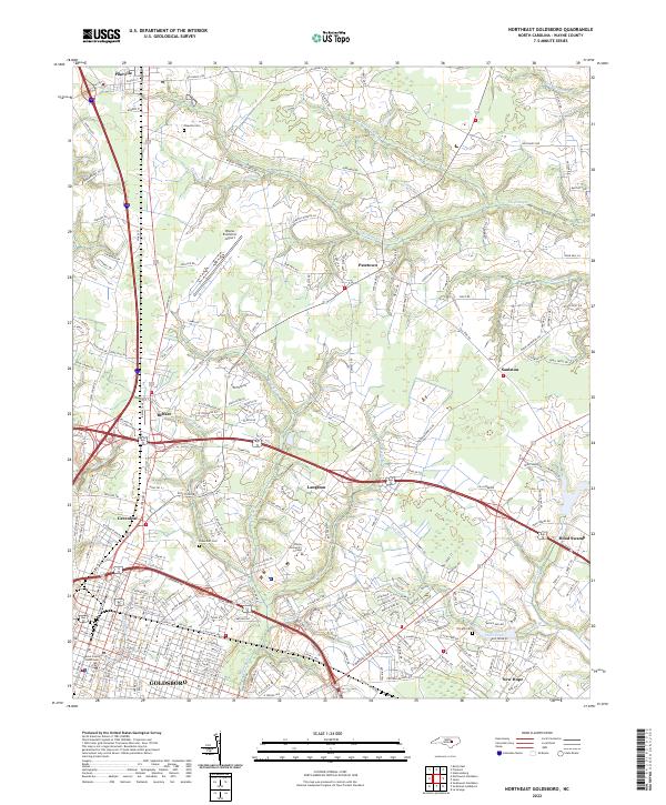Northeast Goldsboro, NC — USGS 7.5-minute topo (2022)