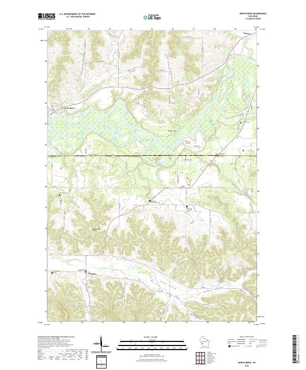 North Bend, WI — USGS 7.5-minute topo (2022)
