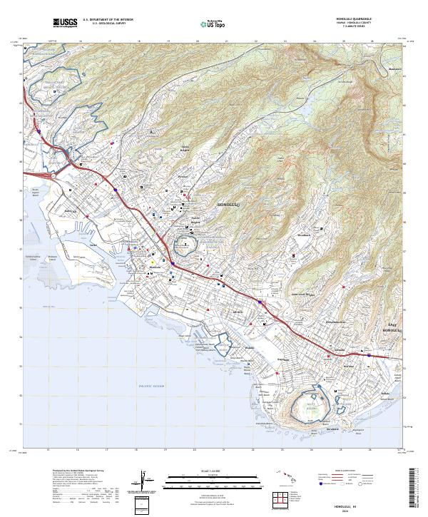 Honolulu, HI — USGS 7.5-minute topo (2024)