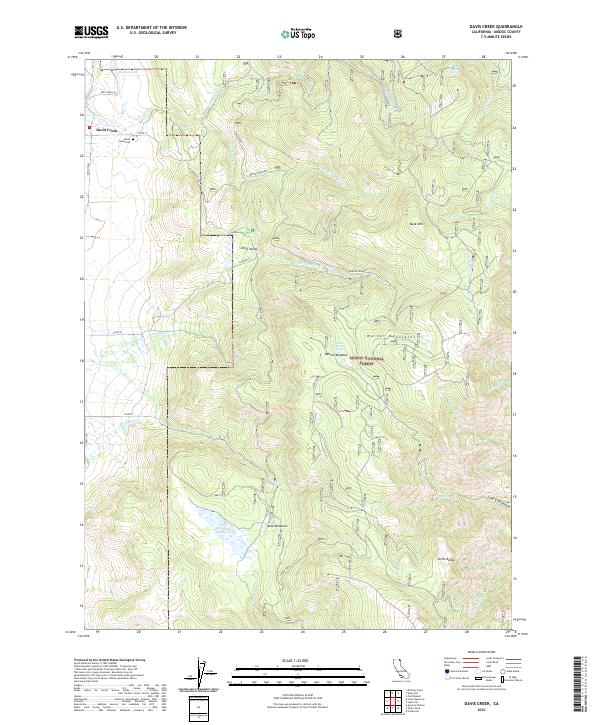 Davis Creek, CA — USGS 7.5-minute topo (2021)