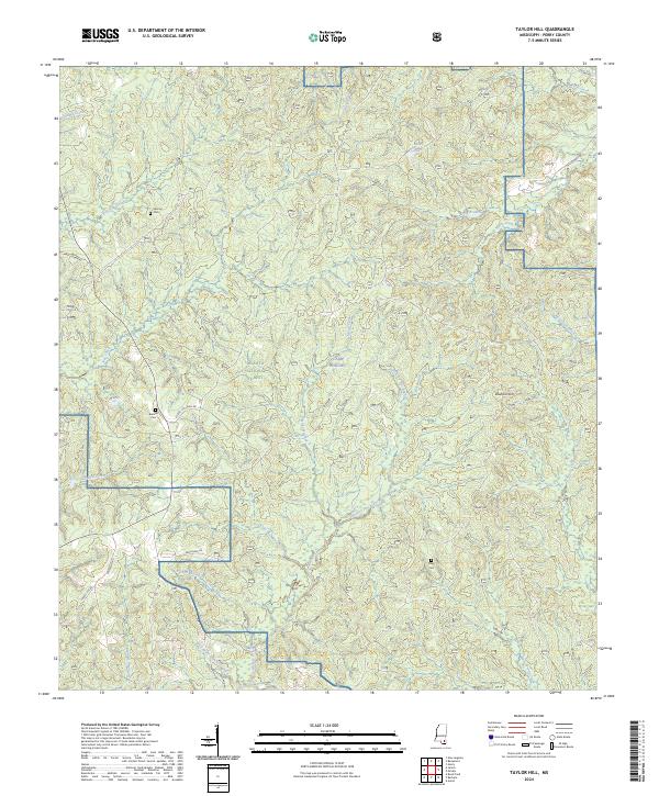 Taylor Hill, MS — USGS 7.5-minute topo (2024)
