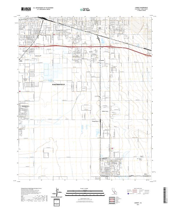 Lamont, CA — USGS 7.5-minute topo (2021)