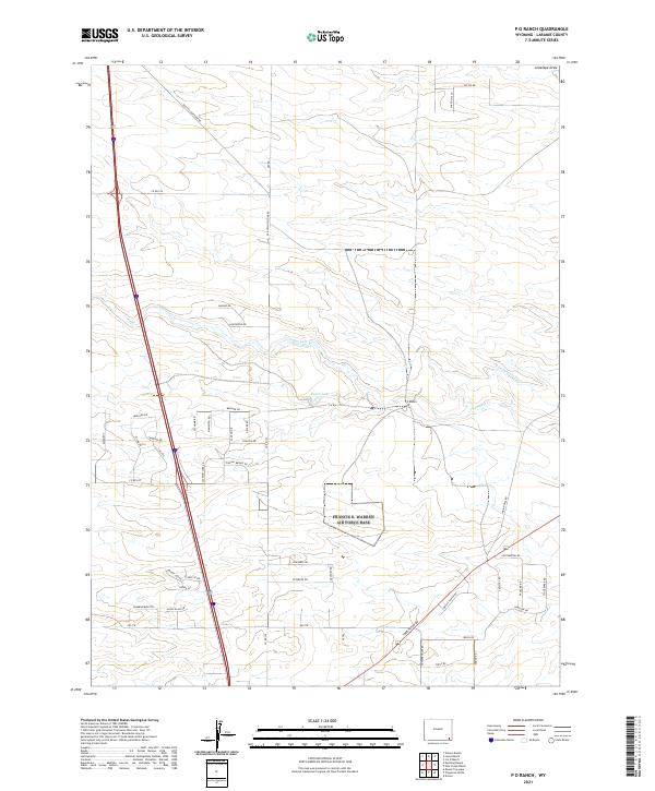 P O Ranch, WY — USGS 7.5-minute topo (2021)