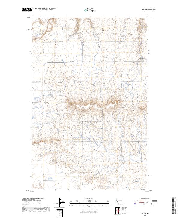 T L Gap, MT — USGS 7.5-minute topo (2024)