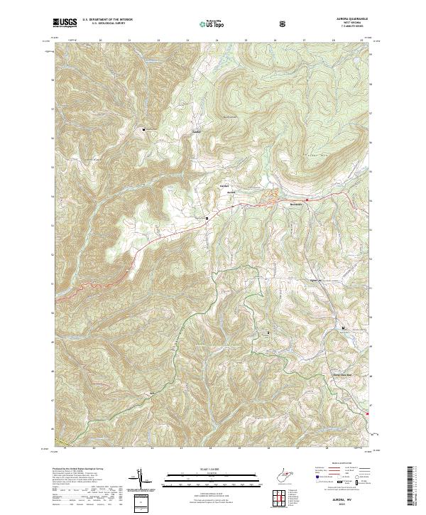 Aurora, WV — USGS 7.5-minute topo (2023)